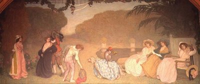 Młode dziewczyny oglądają teatr na świeżym powietrzu autorstwa Edmond François Aman Jean