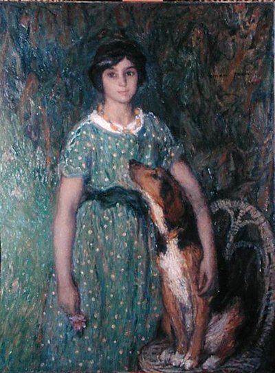 Młoda dziewczyna z psem autorstwa Edmond François Aman Jean