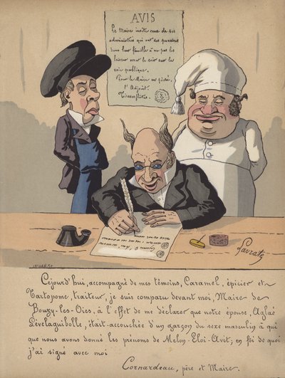 Burmistrz piszący zawiadomienie (kolor lito) autorstwa Edmond Lavrate