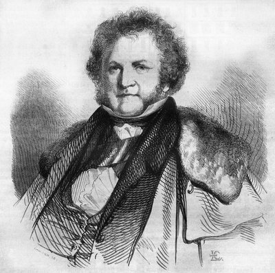 Portret Jeana Jacquesa Sellona (1782-1839), szwajcarskiego filantropa, pacyfisty i polityka, zwolennika zniesienia niewolnictwa i kary śmierci. Grawerowanie autorstwa Chevignarda w „”Le Magasin Picturesque”” autorstwa Edmond Lechevallier Chevignard