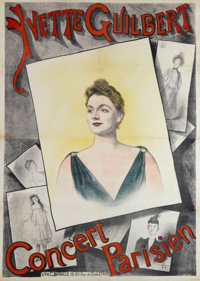 Koncert paryski Yvette Guilbert, 1890. autorstwa Edmond Marie Höner