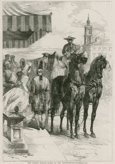 Sezon Londyński - wyjście do salonu (grawerowanie) autorstwa Edmond Morin