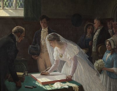 Podpisanie Rejestru (olej na płótnie) autorstwa Edmund Blair Leighton