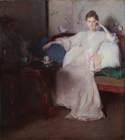 Aranżacja w kolorze różowym i szarym (podwieczorek) autorstwa Edmund Charles Tarbell