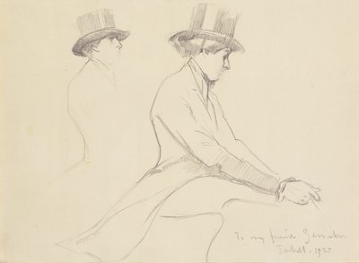 Postacie jeździeckie (ołówek na papierze) autorstwa Edmund Charles Tarbell