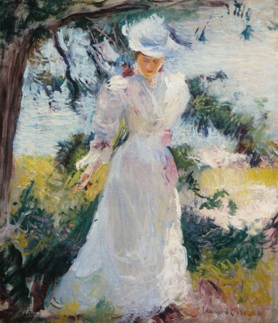 Moja żona Emeline w ogrodzie autorstwa Edmund Charles Tarbell