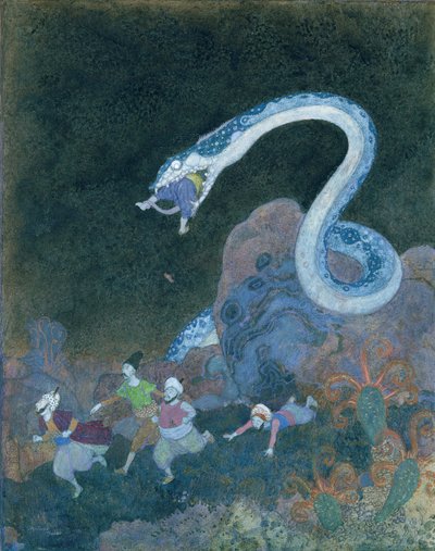 Serbska bajka: Odcinek o wężu (akwarela na papierze) autorstwa Edmund Dulac