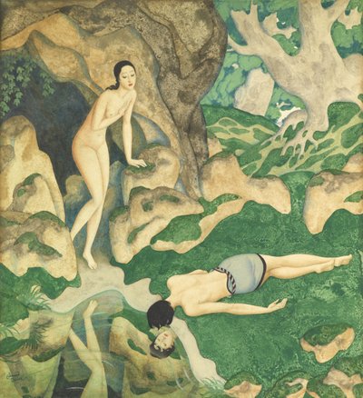 Echo i Narcyz (akwarela i gwasz na papierze) autorstwa Edmund Dulac
