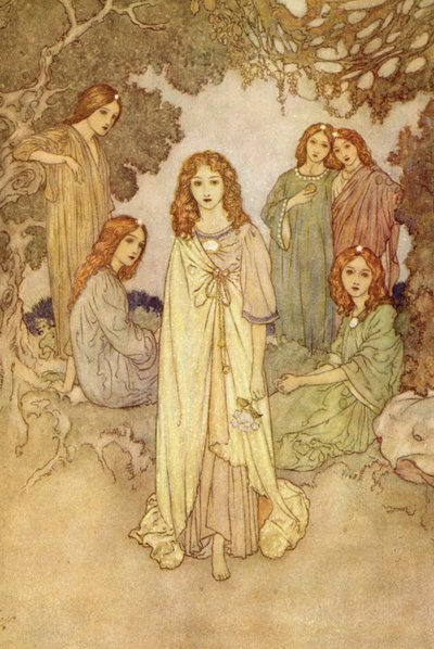 Nimfy z "Rajskiego ogrodu autorstwa Edmund Dulac