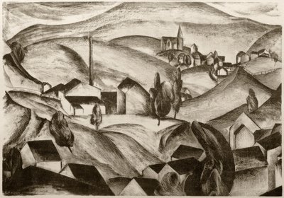 Krajobraz z domami autorstwa Edmund Fabry