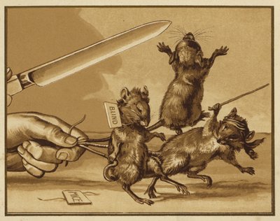 Ilustracja do trzech ślepych myszy (kolor lito) autorstwa Edmund G. Caldwell