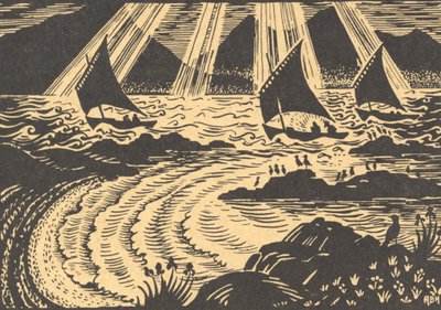 Trzy żaglowce autorstwa Edmund Hunter