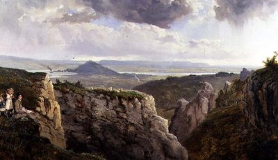 The Elbor Rocks w kierunku Glastonbury, z artystą E.J. Niemann, namalowany przez A.F. de Prades autorstwa Edmund John Niemann