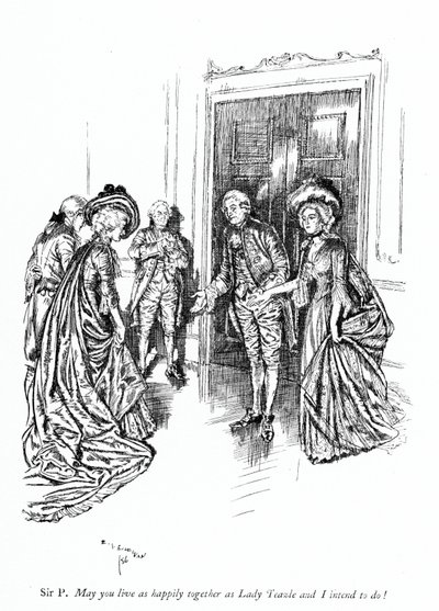 Ilustracja do "Szkoły skandalu" Sheridana (grafika) autorstwa Edmund Joseph (after) Sullivan