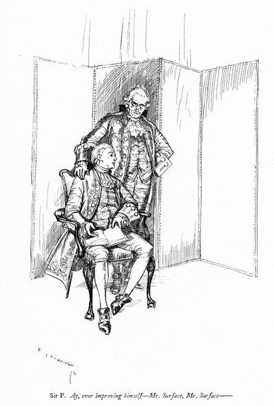 Ilustracja do "Szkoły skandalu" Sheridana (grafika) autorstwa Edmund Joseph (after) Sullivan