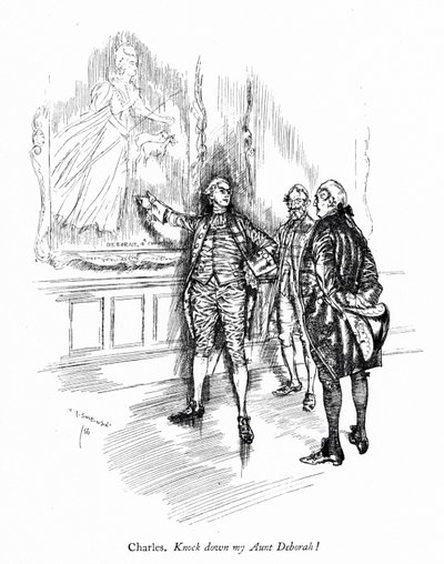 Ilustracja do "Szkoły skandalu" Sheridana (grafika) autorstwa Edmund Joseph (after) Sullivan