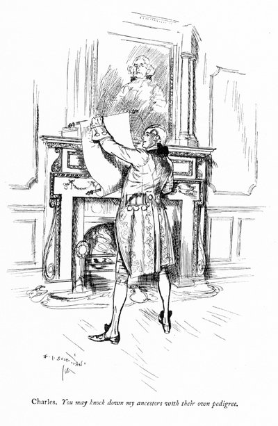 Ilustracja do "Szkoły skandalu" Sheridana (grafika) autorstwa Edmund Joseph (after) Sullivan