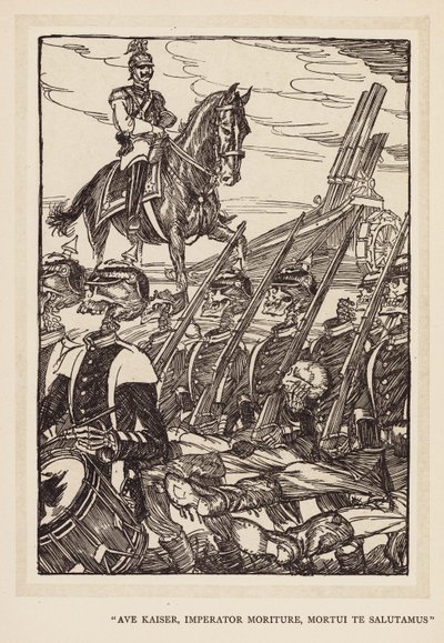 Wianek cesarski: "Ave Kaiser, Imperator Moriture, Mortui Te Salutamus" (litografia). autorstwa Edmund Joseph (after) Sullivan