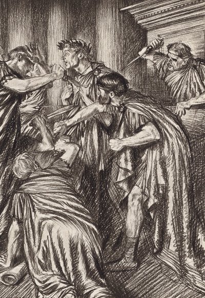 William Shakespeare: Tragedia Juliusza Cezara, akt III, scena 1 (litografia) autorstwa Edmund Joseph (after) Sullivan