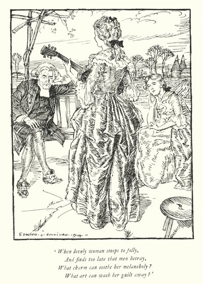 Ilustracja do The Vicar of Wakefield autorstwa Olivera Goldsmitha (lito) autorstwa Edmund Joseph Sullivan
