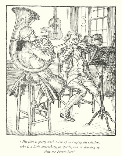 Ilustracja do The Vicar of Wakefield autorstwa Olivera Goldsmitha (lito) autorstwa Edmund Joseph Sullivan