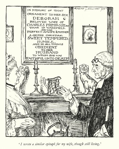 Ilustracja do The Vicar of Wakefield autorstwa Olivera Goldsmitha (lito) autorstwa Edmund Joseph Sullivan
