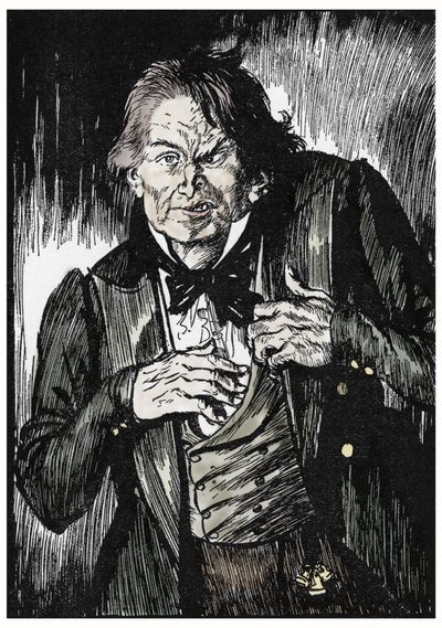 Mr Hyde po zażyciu antidotum zmienia się w doktora Jekylla, ilustracja Edmunda Josepha Sullivana (1869-1933) do powieści L