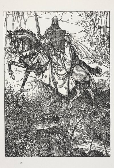 Sir Lancelot i królowa Ginewra, ilustracja z „Snu pięknych kobiet…” autorstwa Alfreda, Lorda Tennysona autorstwa Edmund Joseph Sullivan