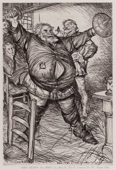 Pierwsza część króla Henryka IV, akt II, Sc 4 autorstwa Edmund Joseph Sullivan