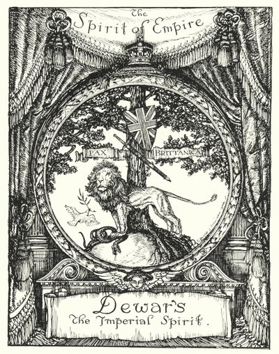 The Spirit of Empire, rysunek do reklamy szkockiej whisky Dewara (lito) autorstwa Edmund Joseph Sullivan