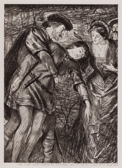 Dwóch dżentelmenów z Werony, Akt V, Sc 4 (lito) autorstwa Edmund Joseph Sullivan