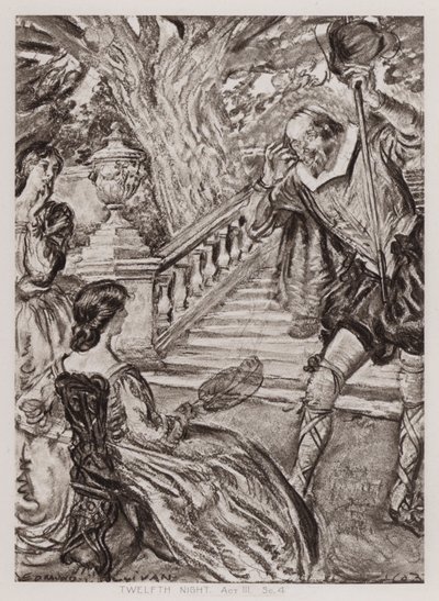 Dwunasta noc; lub, Co chcesz, Akt III, Sc 4 (lito) autorstwa Edmund Joseph Sullivan