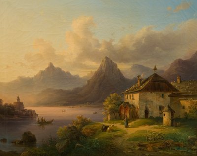 Krajobraz z górskim jeziorem autorstwa Edmund Mahlknecht
