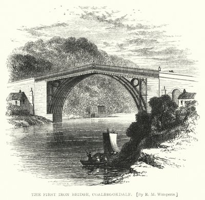 Pierwszy żelazny most, Coalbrookdale (grawerowanie) autorstwa Edmund Morison (after) Wimperis