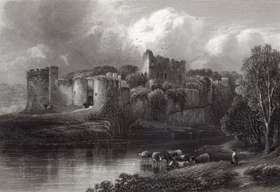 Zamek Chepstow, ryty R. Hinshelwood, wydrukowany przez Cassell und Company Ltd autorstwa Edmund Morison Wimperis