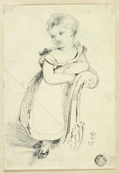 Mała dziewczynka stojąca na sofie (recto); Fragment: Tył głowy kobiety (verso) autorstwa Edmund Thomas Parris