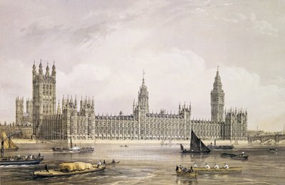 The New Houses of Parliament, grawerowane przez Thomasa Pickena (fl.1838-d.1870) wyd. 1852 przez Lloyd Bros. und Co. (litografia) autorstwa Edmund Walker