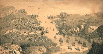 Miasto, forty i porty Sewastopola, 1854 autorstwa Edmund Walker