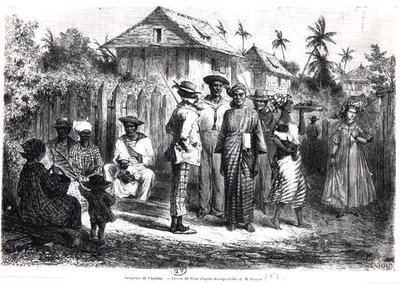 Tubylcy z Cayenne, według akwareli M. Bouyera, rytował Antoine Valery Bertrand (ur. 1823) (rycina) (zdjęcie b/w) autorstwa Edouard (after) Riou
