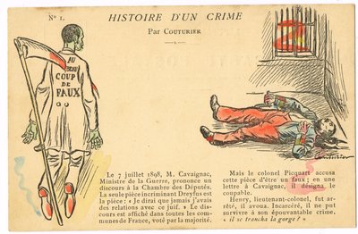 Pocztówka, satyra w kolorach: sprawa Dreyfusa - Henry Colonel Ilustracja autorstwa Couturier (1869-1935) autorstwa Edouard Couturier
