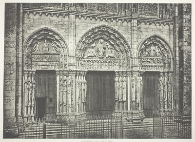 Portal główny, katedra w Chartres autorstwa Edouard Denis Baldus