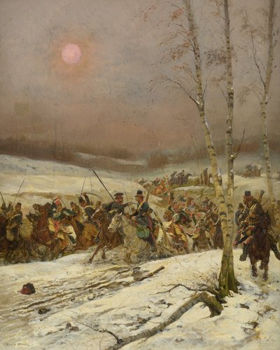 Kozacy Atak na szwadron Gwardii Honorowej, ok. 1930 r. 1910 autorstwa Jean-Baptiste Edouard Detaille