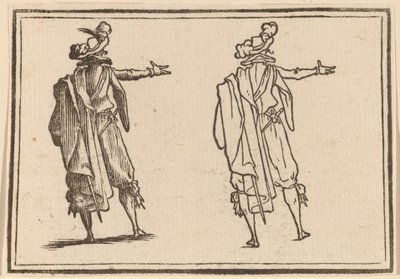Mężczyzna widziany z tyłu z wyciągniętą prawą ręką autorstwa Edouard Eckman after Jacques Callot