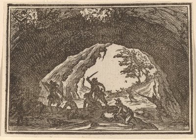 Żołnierze atakujący złodziei autorstwa Edouard Eckman after Jacques Callot