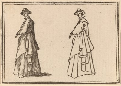 Stojąca kobieta w wielkim płaszczu autorstwa Edouard Eckman after Jacques Callot