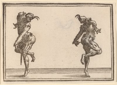 Dwa tańczące pantalony autorstwa Edouard Eckman after Jacques Callot