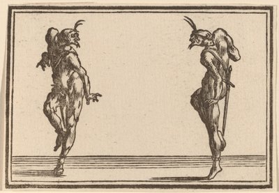 Dwa tańczące pantalony autorstwa Edouard Eckman after Jacques Callot