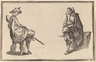 Dwie siedzące postacie autorstwa Edouard Eckman after Jacques Callot