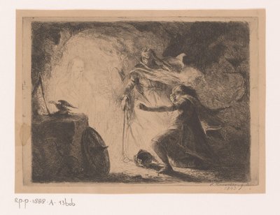 Saul z wiedźmą z Endor autorstwa Edouard Hamman (signed by artist)