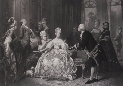 Christoph Willibald Gluck wręcza królowej Marii Antoninie partyturę opery... w Trianon. autorstwa Edouard Jean Conrad Hamman